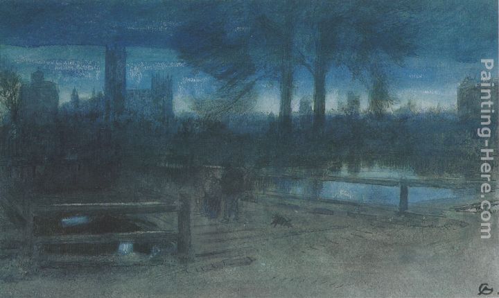 Canterbury by Night painting - Albert Goodwin Canterbury by Night art painting